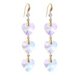 Pendientes hechos a mano de cristal natural Pendientes largos de circón, E2204-1 Love Crystal Crystal
