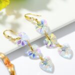 Pendientes hechos a mano de cristal natural Pendientes largos de circón, E2204-1 Love Crystal Crystal - Imagen 4