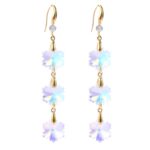 Pendientes hechos a mano de cristal natural Pendientes largos de circón, E2204-3 Flower Crystal