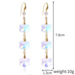 Pendientes hechos a mano de cristal natural Pendientes largos de circón, E2204-3 Flower Crystal - Imagen 2
