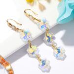 Pendientes hechos a mano de cristal natural Pendientes largos de circón, E2204-3 Flower Crystal - Imagen 3
