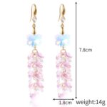 Pendientes hechos a mano de cristal natural Pendientes largos de circón, E2204-5 Pink Transparent Scattered - Imagen 2