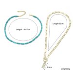 Accesorios de turquesa natural Joyas para damas, N2206-6 2pcs/set Rectangular Necklace - Imagen 2