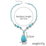 Accesorios de turquesa natural Joyas para damas, 2pcs/set Necklace + Earrings - Imagen 2