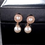 Pendientes Barrocos Perla Clip De Oreja Mujer Sin Piercing De Oreja, 1202 Long Gold - Imagen 4