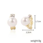 Pendientes Barrocos Perla Clip De Oreja Mujer Sin Piercing De Oreja, 0402 Short Gold - Imagen 2