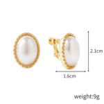 Pendientes Barrocos Perla Clip De Oreja Mujer Sin Piercing De Oreja, E2109-8 Half Ellipse - Imagen 2