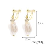 Pendientes Barrocos Perla Clip De Oreja Mujer Sin Piercing De Oreja, E2109-10 Leaf Model - Imagen 2