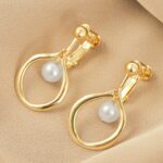 Pendientes Barrocos Perla Clip De Oreja Mujer Sin Piercing De Oreja, E2109-14 Small Pearl - Imagen 3