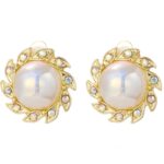 Pendientes Barrocos Perla Clip De Oreja Mujer Sin Piercing De Oreja, E2209-12 Colorful Pearl