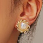 Pendientes Barrocos Perla Clip De Oreja Mujer Sin Piercing De Oreja, E2209-12 Colorful Pearl - Imagen 5