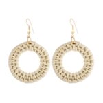Pendientes tejidos a mano de vid de bambú Pendientes estilo Bosomia, E2002-1 Ear Hook Circle