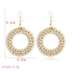 Pendientes tejidos a mano de vid de bambú Pendientes estilo Bosomia, E2002-1 Ear Hook Circle - Imagen 4