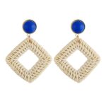 Pendientes tejidos a mano de vid de bambú Pendientes estilo Bosomia, E2002-4 Blue Frame
