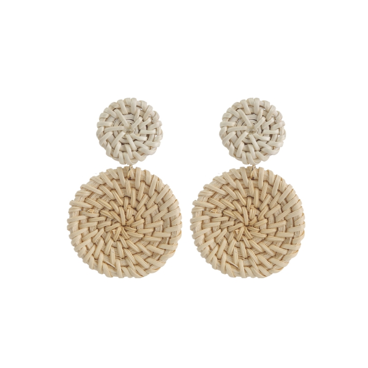 TBD0603375515.jpg Pendientes tejidos a mano de vid de bambú Pendientes estilo Bosomia, E2002-15 Double Cake - Imagen 1