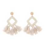 Pendientes tejidos a mano de vid de bambú Pendientes estilo Bosomia, E2205-3 Tassel Prismatic