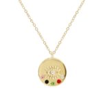 Collar en capas con colgante de ojos de ángel, modelo:, N2107-21 Colorful Diamond