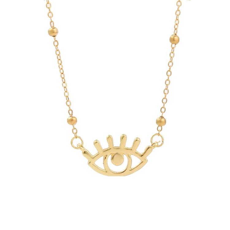 TBD0603375620.jpg Collar en capas con colgante de ojos de ángel, modelo:, N2107-22 Big Eyelashes - Imagen 1
