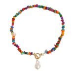 Collar Boho Colorido con Piedras Naturales Rotas, Modelo:, N2105-9 Color Stone Pearl Pendant