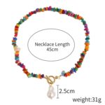Collar Boho Colorido con Piedras Naturales Rotas, Modelo:, N2105-9 Color Stone Pearl Pendant - Imagen 2