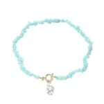 Collar Boho Colorido con Piedras Naturales Rotas, Modelo:, N2206-9 Light Blue Stone
