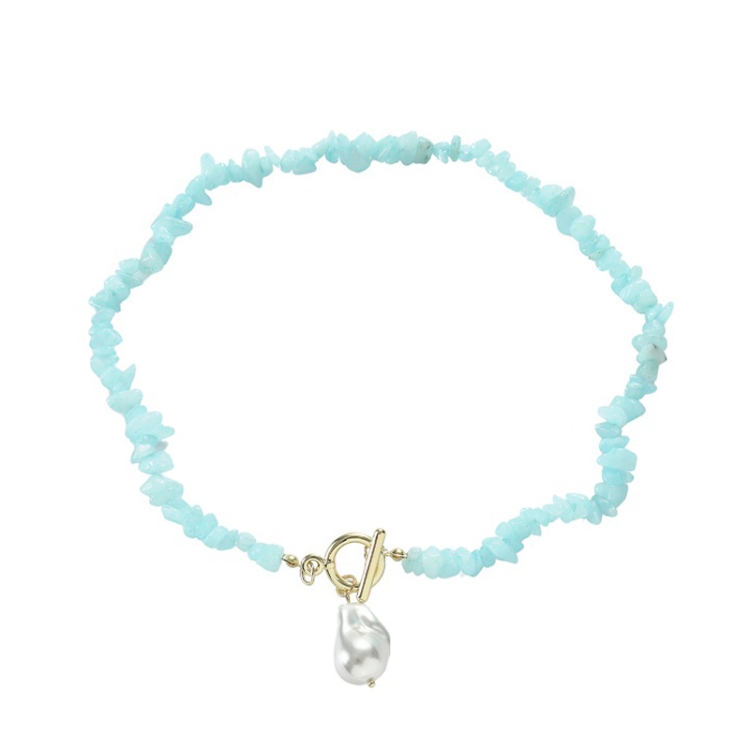 TBD0603375703.jpg Collar Boho Colorido con Piedras Naturales Rotas, Modelo:, N2206-9 Light Blue Stone - Imagen 1