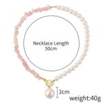 Collar Boho Colorido con Piedras Naturales Rotas, Modelo:, N2106-23 Pink Stone Single Chain - Imagen 2