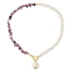 Collar Boho Colorido con Piedras Naturales Rotas, Modelo:, N2106-22 Purple Stone Single Chain