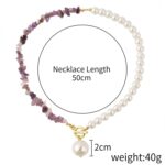 Collar Boho Colorido con Piedras Naturales Rotas, Modelo:, N2106-22 Purple Stone Single Chain - Imagen 2