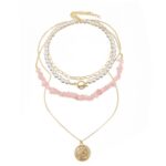 Collar Boho Colorido con Piedras Naturales Rotas, Modelo:, N2105-18 Pink Stone