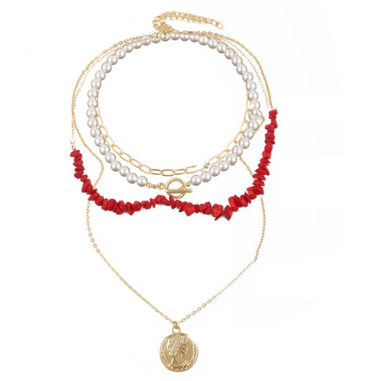 TBD0603375710.jpg Collar Boho Colorido con Piedras Naturales Rotas, Modelo:, N2105-19 Red Stone - Imagen 1