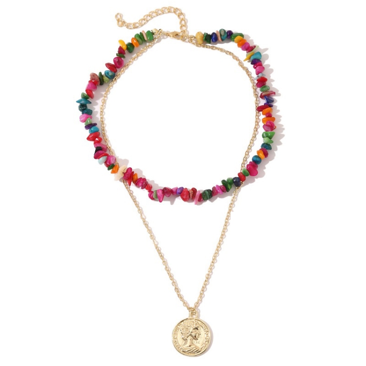 TBD0603375712.jpg Collar Boho Colorido con Piedras Naturales Rotas, Modelo:, N2107-3 Color Stone Double Layer - Imagen 1