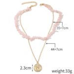 Collar Boho Colorido con Piedras Naturales Rotas, Modelo:, N2107-4 Pink Stone Double Layer - Imagen 2