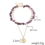 Collar Boho Colorido con Piedras Naturales Rotas, Modelo:, N2107-5 Purple Stone Double Layer - Imagen 2