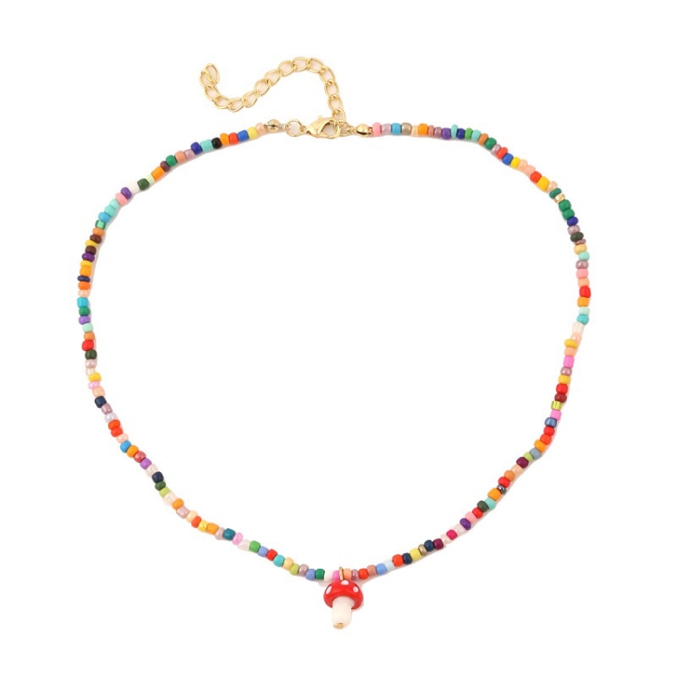 TBD0603375715.jpg Collar Boho Colorido con Piedras Naturales Rotas, Modelo:, N2106-31 Color Rice Bead Mushroom - Imagen 1