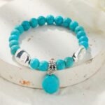 Pulsera de cuentas de mujer turquesa estilo étnico encanto joyería, S2203-13 Turquoise Pendant - Imagen 4