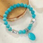 Pulsera de cuentas de mujer turquesa estilo étnico encanto joyería, S2203-13 Turquoise Pendant - Imagen 5