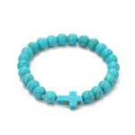 Pulsera de cuentas de mujer turquesa estilo étnico encanto joyería, S2303-3 Cross