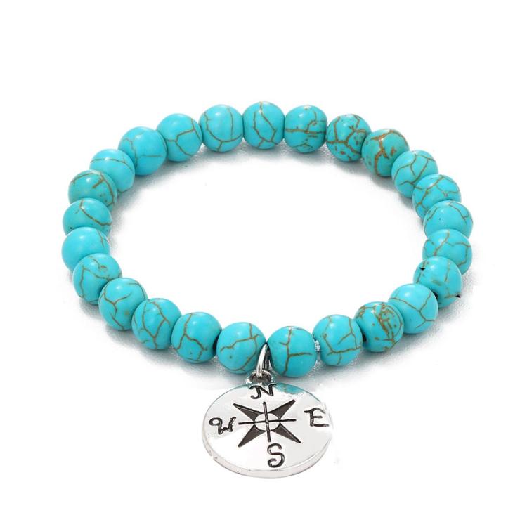 TBD0603375812.jpg Pulsera de cuentas de mujer turquesa estilo étnico encanto joyería, S2303-4 Compass - Imagen 1