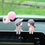 2 uds adorno de coche adorno encantador beso pareja muñeca, color:, Gray+Balloon