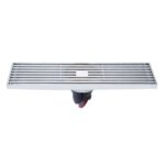 Desagüe de piso de tira de cobre completo extendido de 8x30 cm, estilo:, K8034 Chrome Plated+Black Straight Row