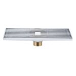 Desagüe de piso de tira de cobre completo extendido de 8x30 cm, estilo:, K8034 Chrome Plated+Copper Self Seal