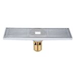 Desagüe de piso de tira de cobre completo extendido de 8x30 cm, estilo:, K8034 Chrome Plated+5.5 Deep Water Seal