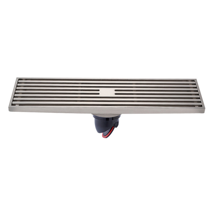 TBD0603413505.jpg Desagüe de piso de tira de cobre completo extendido de 8x30 cm, estilo:, K8035 Nickel Brushes+Black Straight Row - Imagen 1