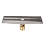 Desagüe de piso de tira de cobre completo extendido de 8x30 cm, estilo:, K8035 Nickel Brushes+5.5 Deep Water Seal