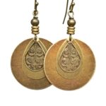 2 pares de aretes grabados con círculo antiguo étnico vintage bohemio, EA1728