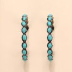 2 pares de pendientes geométricos de círculo grande, pendientes de aro en forma de C retro turquesa