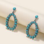 3 pares de colgantes con forma de gota de agua y pendientes vintage turquesa, EA1021