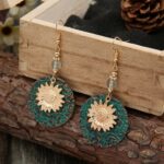 3 pares de aretes vintage bohemios de dos capas con girasoles, EA584