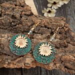 3 pares de aretes vintage bohemios de dos capas con girasoles, EA584 - Imagen 3